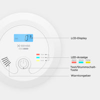 7 x RAW Customer Returns X-Sense CO detector with replaceable battery operation and LCD display including CO concentration, carbon monoxide detector with test button and LED status light, up to 60 m, CO03B - RRP €202.93