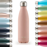 1 x RAW Customer Returns Blumtal drinking bottle stainless steel Charles - Thermos bottle 500 ml - BPA-free thermo drinking bottle cold warm - leak-proof drinking bottle metal - stainless steel bottle metal bottle - Mellow Rose - Pink - RRP €13.61