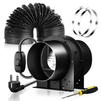 1 x RAW Customer Returns FanGoFast 150mm axial duct fan kit, 334m h axial fan exhaust fan duct fan with ON OFF switch and 3m hose for grow tent, garage, tool room, office - RRP €65.99