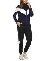 1 x RAW Customer Returns Marvmys Women s Tracksuit Complete Sports Set Lightweight Long Sleeves Contrast Color Autumn Winter Sports B-navy blue XXL - RRP €34.98