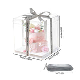 1 x RAW Customer Returns RHBHY 2 pieces cake box cake box 26 26 25cm cake box transparent cake transport boxes gift box transparent with base and ribbon for birthday dessert 26 26  - RRP €19.99