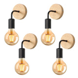 1 x RAW Customer Returns Tealight wall light indoor vintage 4 pieces, wall lamp black vintage retro lamp made of metal and wood E27 for living room, bedroom, restaurant, cafe without bulb  - RRP €28.82