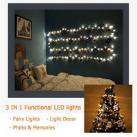 1 x RAW Customer Returns LAMOOER Photo Clip Fairy Lights, 10 M 100 LED Photo Display Fairy Lights with 60 Clips, Photo Peg Wall Decoration for Home Living Room Bedroom Wedding Party - RRP €15.11