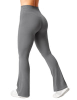 1 x RAW Customer Returns ZAAYO Flared Leggings Women High Waist Yoga Pants Booucut Flared Pants Stretch Leisure Pants for Sports Yoga Dance Fitness Casual Work Grey Medium - RRP €30.24