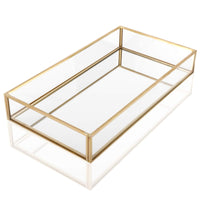 1 x RAW Customer Returns Homtone Retro Mirror Tray Decorative Tray Gold Glass Tray, Glass Cosmetic Organizer Storage Tray for Dressing Table Decor 30 x 20 x 5 cm  - RRP €27.28