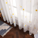 1 x RAW Customer Returns MIULEE Sheer Curtain Voile Stars Embroidery Eyelets Transparent Decorative Curtain Eyelet Curtain Scarves Window Curtain for Children s Room Living Room Bedroom Set of 2 260 x 140 cm H x W Stars Blue - RRP €28.26