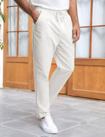 1 x RAW Customer Returns heekpek Pants Men Casual Cotton Summer Pants Comfortable Pants Men Lightweight Loose Fit Leisure Pants Beach Pants Men, White, XL - RRP €25.99