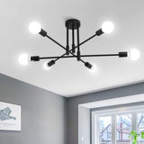 1 x RAW Customer Returns MRHYSWD Modern Ceiling Light E27, 6 Lights Vintage Ceiling Chandelier Industrial Ceiling Lamp Black Ceiling Light Bedroom Living Room Kitchen, Adjustable Arms, Without Bulbs - RRP €52.55