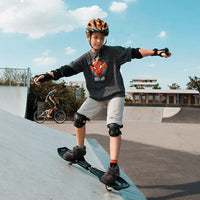 1 x RAW Customer Returns Skate Protection Set for Children and Adults, Set of Knee Pads, Elbow Pads and Wrist Guards for Skating, Cycling, Skateboard, Climbing, Bicycle, Skate, Scooter Black , L  - RRP €20.57