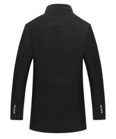 1 x Brand New KTWOLEN Men Winter Warm Wool Coat with Removable Scarf Slim Fit Business Trench Coat Pea Coat Parka Jacket Casual Formal Evening Party Coats, Black, XXL - RRP €77.21