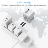 1 x RAW Customer Returns TESSAN Universal Travel Adapter, Universal Travel Socket with 3USB, 1USB C and 1 AC, Travel Adapter Italy England Germany America Australia, Travel Adapter - RRP €21.99