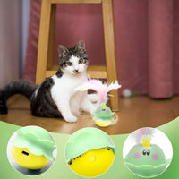 2 x Brand New LOMUG Cat Toy, Electric Cat Toy Tumbler Interactive Cat Toy with Feathers Self-Rotating Toy for Cat Intelligent USB Rechargeable - RRP €40.8