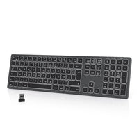 1 x RAW Customer Returns seenda Illuminated wireless keyboard, wireless keyboard with white LED backlight, QWERTZ layout, rechargeable ultraslim full-size wireless keyboard for Windows PC laptop tablet, space gray - RRP €44.36