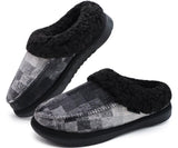 1 x Brand New COFACE Checked Black Slippers Men s Winter Warm Plush Wool Lined Slippers Men Comfort Memory Foam Moccasin Hut Shoes with Non-Slip Rubber Sole Indoor and Outdoor Size 44.5EU - RRP €25.86