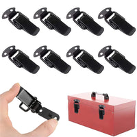 1 x RAW Customer Returns Pack of 8 folding clasps, hasps, drawer clasps, tension clasps, black, for box, toolbox, drawer, cabinet, chest, safe - RRP €11.09