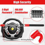 1 x RAW Customer Returns Steering wheel lock combination lock 6-digit security code, car anti-theft steering wheel lock with signal blocking bag red  - RRP €58.48