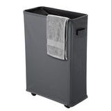 1 x RAW Customer Returns IHOMAGIC 40L Laundry Hamper - Foldable Laundry Basket with Wheels, Slim Rectangular Laundry Bin - Towel Storage Baskets for Hotels, Dirty Clothes Bag for Bedroom Apartment - Dark Gray - RRP €23.2