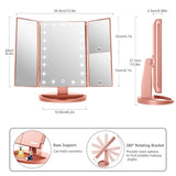 1 x RAW Customer Returns WEILY makeup mirror with lighting, foldable cosmetic mirror with 3X 2X 1X magnification, 21 natural LED lights, battery operated or USB charging dimmable makeup mirror rose gold  - RRP €29.99