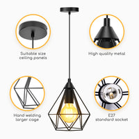 1 x RAW Customer Returns Aigostar Pendant Light, Iron Chandelier, Octagonal Ceiling Light, Industrial Style, Retro Black Hanging Lamp for Indoor, Without Bulb - RRP €22.18