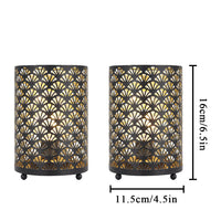 1 x RAW Customer Returns TRIROCKS Set of 2 Metal Battery Lamps 16cm Tall Bronze Battery Operated Table Lanterns with Warm Lights for Indoor and Outdoor Wedding Tables Scalloped Hollow Model  - RRP €27.99