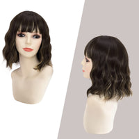 1 x RAW Customer Returns PARXITN Short Bob Wig with Bangs Natural Wig Synthetic Hair Colorful Daily Party Halloween Cosplay Wavy Curly Wigs for Women - RRP €26.21