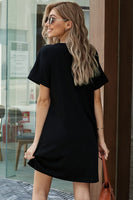 1 x RAW Customer Returns Maavoki women s short sleeve t-shirt mini dresses, summer oversized round neck shirt dress with lips pattern, casual mini dresses tank tops leisure dress for women black, M  - RRP €28.22