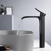 1 x RAW Customer Returns Faucet Bathroom Black High - Bathroom Faucet Waterfall Wash Basin Faucet Single Lever Mixer Tap with Brass - RRP €70.58