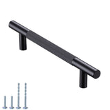 1 x RAW Customer Returns AITITAN 10 pieces cabinet handles black - 180 mm length hole center to hole center 128 mm knurled furniture handles black handles for kitchen cabinets kitchen handles black - RRP €33.98