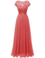 1 x RAW Customer Returns DRESSTELLS Women s Ball Gowns Long Chiffon Evening Dresses Long V Neck Bridesmaid Dress Long Coral 3XL - RRP €66.68