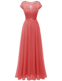 1 x RAW Customer Returns DRESSTELLS Women s Ball Gowns Long Chiffon Evening Dresses Long V Neck Bridesmaid Dress Long Coral 3XL - RRP €66.68