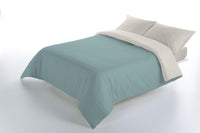 1 x RAW Customer Returns Textilhome - Reversible double duvet cover set in LISA microfibre, bed 135 150 240x220cm Includes 2 pillowcases 70x40 cm. Aquamarine Ivory colour - RRP €27.99