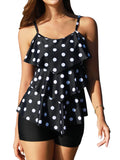 1 x Brand New Summer Mae Women s Tankini Flounces Swimsuit with Swim Shorts Two Piece Swimwear Black Dots L - RRP €41.12