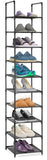 1 x RAW Customer Returns Voency Shoe Rack, 10 Tier Shoe Cabinet Plastic Shoe Racks Organizer for Closet Hallway Bedroom Entryway, Holds up to 10 Pairs of Shoes, Iron Standing Shelf, Space Saving Shoe Rack - RRP €20.16