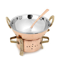 1 x RAW Customer Returns Zap Impex Original Indian 3 Piece Serving Set Karahi, Angithi, Serving Spoon, Stainless Steel with Copper Finish - RRP €39.99