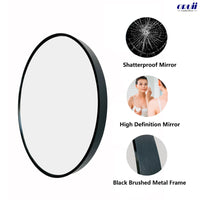 1 x RAW Customer Returns ORUII Wall Mirror Round, Mirror Round 50cm, Mirror Round Black Metal Frame, Wall Mirror for Bathroom, Bedroom, Vanity, Hallway. - RRP €37.3