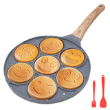 1 x RAW Customer Returns Bobikuke Pancake Pan Induction, Non-Stick Pancake Maker 7 Holes with Smiley Faces Fried Egg Pan, for Children s Breakfast, 26 cm - Black - RRP €30.59