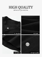 1 x RAW Customer Returns AlvaQ Cufflinks Men s Shirt Long Sleeve Henley Shirt Linen Shirt Men Casual Collar Regular Version Solid T Shirt Black M - RRP €32.71