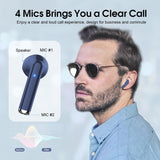 1 x RAW Customer Returns OYIB Bluetooth 5.3 Headphones, Wireless Bluetooth Headphones with 4 ENC Microphone, 2023 Immersive HiFi Bluetooth Headphones, Touch Control Earbuds with LED Display, 25H, IPX7 Waterproof Earbuds, Deep Blue - RRP €20.54