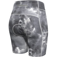 1 x RAW Customer Returns Lo.gas Cycling Shorts Women Padded Cycling Shorts 4d Quick-drying Elastic Women s Summer Cycling Shorts Short With Padding A-Gray Tie Dye M - RRP €30.24