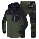 1 x RAW Customer Returns JIANYE softshell jacket men s softshell pants set winter outdoor breathable trekking pants, army green army green, M - RRP €89.24