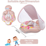 1 x RAW Customer Returns Baby swimming ring with removable sunroof, swimming aid with adjustable shoulder straps, swimming trainer, with inflatable swimming float for ages 3-36 months. Pink  - RRP €24.19