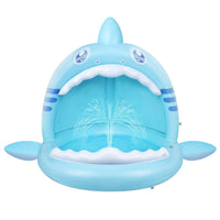 1 x RAW Customer Returns Baby pool, shark paddling pool for toddlers with canopy, children s inflatable pool with water sprinkler, water play center for children indoors and outdoors - RRP €31.36