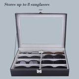 1 x RAW Customer Returns AUTOARK PU leather glasses box for storing 8 glasses and sunglasses presentation showcase, black gray, AW-082 - RRP €25.98