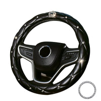 1 x RAW Customer Returns coofig Universal Car Steering Wheel Cover Shiny Bling Leather Steering Wheel Cover Rhinestones Non-Slip Car Steering Wheel Protector 37-38cm Interior Car Accessories Black  - RRP €24.82