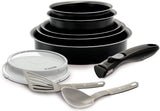 1 x RAW Customer Returns Backen Easycook Cookware Set 10 Pieces, Aluminum, Black, 30 x 35 x 14 cm - RRP €69.9