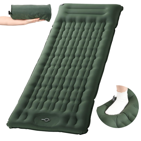 1 x RAW Customer Returns HAUSPROFI Self Inflating Camping Mattress Ultralight with Pillow for Outdoor Climbing Camping Fishing Beach - Military Green - RRP €49.99