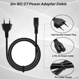 1 x RAW Customer Returns 2m power cable IEC320 C7, 2-pin power cable c7 bipolar plug cable for PC, DVD, printer, Samsung Philips LG Sony TV, PS4, Microsoft Surface Go Laptop Book, HP Envy - RRP €21.6