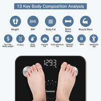 1 x RAW Customer Returns Homebuds Body Fat Scale, Digital Bathroom Scales Bluetooth Body Analysis Scale with App since 2001 for Body Fat, BMI, Weight, Muscle Mass, Water, Protein, BMR, 180 kg, Black - RRP €31.59