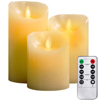 1 x RAW Customer Returns LED candles, flameless candles 4 5 6 inch set of 3 real wax with realistic dancing LED flames and 10-button remote control with 2 4 6 8-hour timer, 300 hours YIWER ivory, 3 1  - RRP €17.99