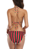 1 x Brand New SHEKINI Women s Bikini Swimwear Classic Sexy Triangle Swimsuit for Women XL, Christmas Stripe  - RRP €31.9